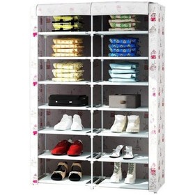 Resim Sepet38 2 Bölmeli Plastik Bez Dolap, Bez Ayakkabılık - İstanbul Tema 