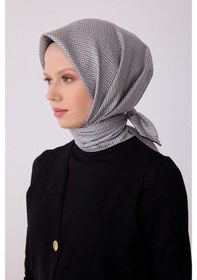Resim Belli Monogram Desen Saf İpek Twill Eşarp - 2026 İlkbahar-yaz T 4321 Gümüş 