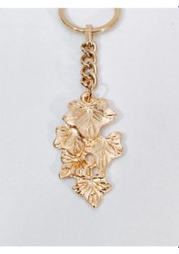 Resim Gold Metal Yaprak Tasarımlı Şık Anahtarlık & Çanta Aksesuarı Çok Renkli 