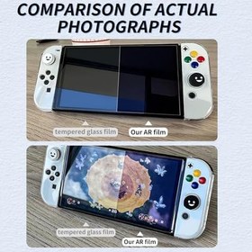 Resim Nintendo Switch OLED Model 2021 ve 2023 ile Uyumlu 2'li AR Ekran Koruyucu El Oyun Konsolu 7 inç Yumuşak Film Kurulumu Kolay Yansıma Önleyici Temperli Cam Filmden Daha Fazla HD 