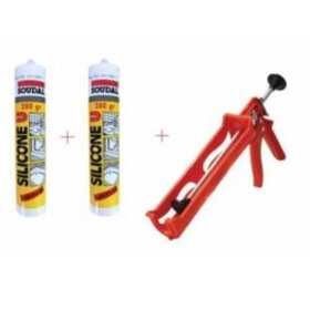 Resim Soudal 2 Adet Şeffaf Silikon ve Tabanca 