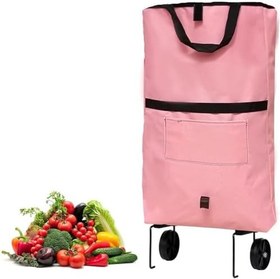 Resim Microcase Tekerlekli Cepli Tasarım Katlanabilir Portatif Pazar Market Arabası Malzeme çantası- AL4966 (Bordo) 