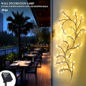 Resim 1 adet güneş enerjili söğüt asma ticari dekoratif ışık, 8 mod, IP44, 72/96 LED, sokaklar ve alanlar için ticari aydınlatma, alışveriş merkezleri, parklar, festivaller ve düğünler, kafeler, oteller ve restoranları süslemek için uygun 
