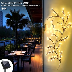 Resim 1 adet güneş enerjili söğüt asma ticari dekoratif ışık, 8 mod, IP44, 72/96 LED, sokaklar ve alanlar için ticari aydınlatma, alışveriş merkezleri, parklar, festivaller ve düğünler, kafeler, oteller ve restoranları süslemek için uygun 