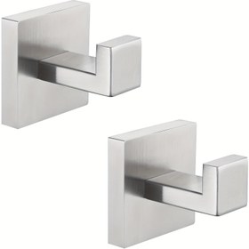 Resim 1 adet, Modern Kare Stil Paslanmaz Çelik Havlu Kancası, Fırçalanmış Nikel Kaplama, Ağır Hizmet Tipi Duvara Monte Bornoz ve Giysi Askısı, Kaymaz, Banyo ve Mutfak Dekoru için, Şık Duvara Monte Aksesuar 