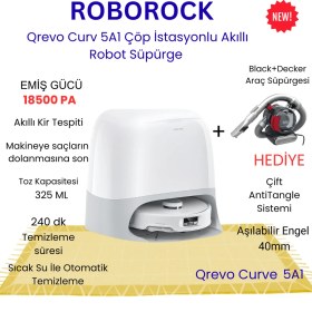Resim Roborock Qrevo Curv 5A1 Akıllı Robot Süpürge Beyaz-3 Kopyası + Black+Decker Araç Süpürgesi Hediye 