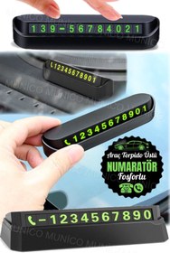 Resim Munico Araba Telefon Numarası Gösterge Plakası - Açılır-Kapanır Tasarım Araç İçi Telefon Numarası Kartlığı 