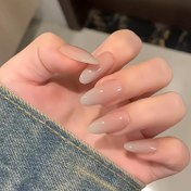 Resim 30 Adet Badem Şekilli Stiletto Takma Tırnak - Uzun Nude ve Beyaz Ombre Fransız Yapıştırmalı, Parlak Jel Çıkartmalı Kadınlar İçin Günlük Kullanıma Uygun 15 Boyutta 30 Parça Tırnak Seti 