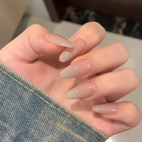 Resim 30 Adet Badem Şekilli Stiletto Takma Tırnak - Uzun Nude ve Beyaz Ombre Fransız Yapıştırmalı, Parlak Jel Çıkartmalı Kadınlar İçin Günlük Kullanıma Uygun 15 Boyutta 30 Parça Tırnak Seti 