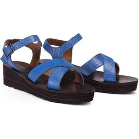 Resim Deery Hakiki Deri Mavi Kadın Sandalet Mavi (492261196) Mavi 