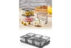 Resim Hobby Life 6 Bölmeli Akrilik Pratik Sızdırmaz Kapaklı Tepsili Kahvaltılık Seti 