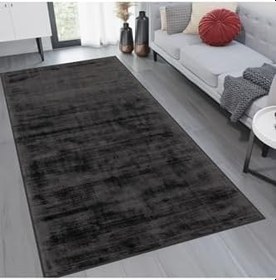 Resim Rovigo Dijital Baskı Yıkanabilir Kaymaz Taban Salon Halısı RVG1219, Siyah, 100 x 200 