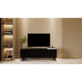 Resim mmluxuryhome Modern Çizgi Kapaklı MDF TV Sehpası 120x45x30 