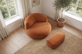 Resim Mila Modell Turuncu Kiremit Puff & Armut Koltuk Relax Koltuk & Ayak Puflu 