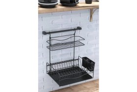 Resim Tekno Trust Home Borulu Askılı Bardaklık Tabaklık Bulaşıklık Mat Siyah 