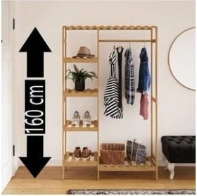 Resim Pinoxi Ahşap Açık Gardırop 30X100X160 cm 