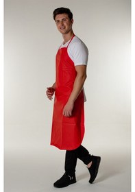 Resim Kırmızı Muşamba Mutfak Bulaşık Önlüğü Pvc 