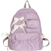 Resim Dancemonkey Tuval Tatlı Sırt Çantası Mor Fiyonk Çiçekli Okul Öğrenci Genç Çantaları Mor 