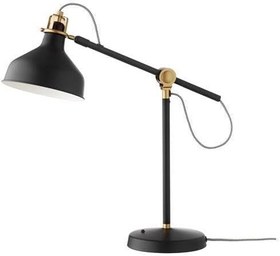Resim IKEA Çalışma Lambası,MeridyenDukkan Siyah Renk Gold Detay 19 cm Metal Masa Lambası 