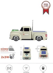 Resim Torima D44 Bej Kamyon Bluetooth Hoparlör FM-USB-TF Destekli Güneş Enerjili Speaker 