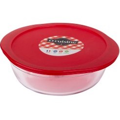Resim Ocuisine Kırmzı Yuvarlak Cam Saklama Kabı 20 Cm 