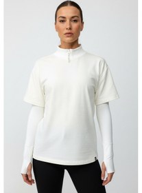 Resim Scorp Chill Kadın Uzun Kollu Koşu Tişörtü Spor Sweatshirt Ekru Standart 