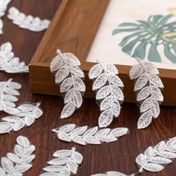 Resim 10'lu Paket Beyaz Tül Yaprak Aplike - 6.2x3.0 cm Detaylı Dantel Tarzı DIY El İşi Süslemeler, Gelinlikler ve Ev Dekoru için 