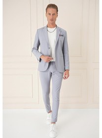 Resim Efor Comfort Fit Çift Yırtmaç Fleto Cep Esnek Pamuk Casual Gri Mavi Ceket C 675 Gri - Mavi 