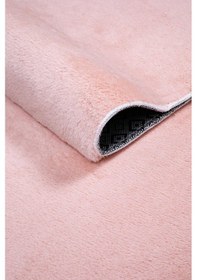 Resim Vl Oval Comfort Overloklu Peluş Yolluk Halı Pembe Oval Overlok Pembe 