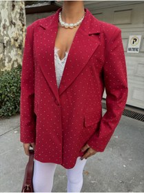 Resim buqre's moda Kadın Trend Taşlı Oversize Blazer Ceket 