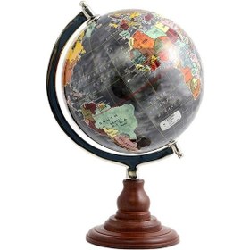 Resim Ayaklı Dünya Küre Ev Ofis Masa Dekoru Döner Dünya Küre Siyah Modern Harita 23x35cm 
