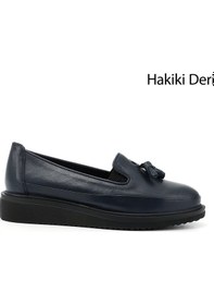 Resim Gönderi(R) Gönderi R Lacivert Antik Dolgu Taban Püsküllü Hakiki Deri Ayakkabı Lacivert 