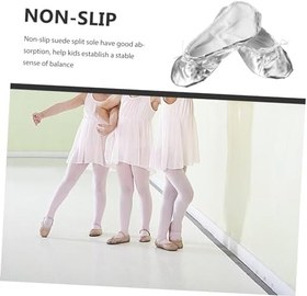 Resim Çocuklar Kızlar İçin Bale Ayakkabıları Streç Süet Olmayan Taban Pu Deri Bale Dans Ayakkabıları Beden 34 