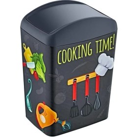 Resim Renkli Döner Kapaklı 5 Lt Çöp Kutusu, Şık ve Kullanışlı Ev ve Ofis Için Ideal. 