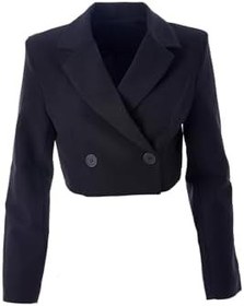 Resim Kruvaze Crop Blazer Ceket Siyah 