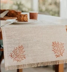 Resim Coral Printed Jute Runner 