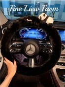 Resim Willowhaven Sevimli İşe Gidiş Rahat Peluş Karikatür Direksiyon Kılıfı Panda İle Siyah Kadınlar İçin Araba Aksesuarı Panda İle Siyah 