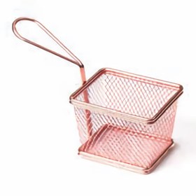 Resim Biradlı YQ-03 Kare Patates Sunum Sepeti, 10x7.5x7.5 cm, Bakır 
