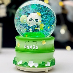 Resim YEŞİL PANDALI BÜYÜK BOY & 10CM PİLLİ & IŞIKLI MÜZİKLİ KAR KÜRESİ 