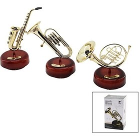 Resim Müzikli - Dönerli Dekoratif Saksafon - Trombon - Korno 4767 01 
