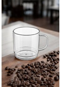 Resim Kırılmaz Çizilmez Çay Kahve Bardağı 250 Ml Kulplu Bardak 1 Adet Şeffaf 