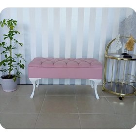 Resim Lüks Yarım Sandıklı Kapitoneli Dekoratif Puf 110cm Pembe 