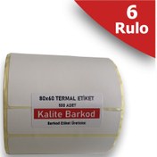 Resim Kalite Barkod 80x60 Termal Etiket 6 Rulo Barkod Etiketi 