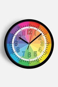 Resim Eğitici Çocuk Odası Duvar Saati - 25cm - Önü Camlı Siyah Kasa - Sessiz Mekanizma 
