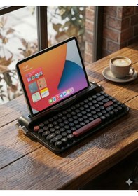 Resim Ravelia Retro Kablosuz Klavye Bluetooth + 2.4g Çoklu Cihaz Yuvalı Pembe Siyah 