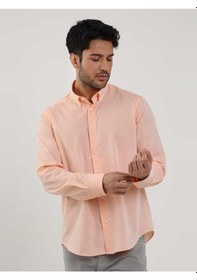 Resim Dufy Turuncu Erkek Regular Fit Düz Brent Düğmeli Yaka Uzun Kol Gömlek - 102234-turuncu Turuncu 