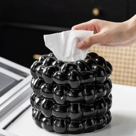 Resim Peony Studio Dekoratif Peçetelik Seramik Peçetelik Siyah Renk WM22011-H 