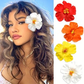 Resim Kadınlar için 4 adet Zarif Hawaii Plumeria Saç Tokası - Canlı Çiçek Tasarımı, Plaj, Havuz ve Yaz Partileri için İdeal, Şenlikli Saç Aksesuarı | Parlak Çiçek Tokaları | Plastik Toka 