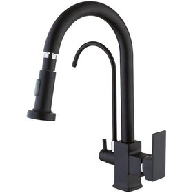 Resim Vilas Dallas Fonksiyonlu Su Arıtma 3 Çıkışlı Siyah Krom Eviye Bata 