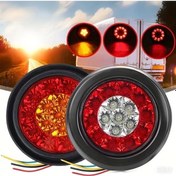 Resim Pazly Kamyon/karavan Dekorasyonu İçin 16 Led Kırmızı-beyaz Yuvarlak Işık Bandı, 2 Adet, 10.16 Cm, 12v 